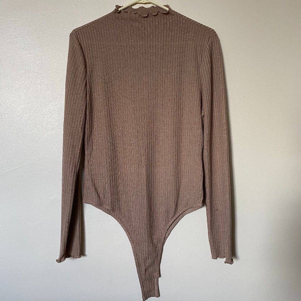 SHEIN Lettuce Trim Long Sleeve Bodysuit